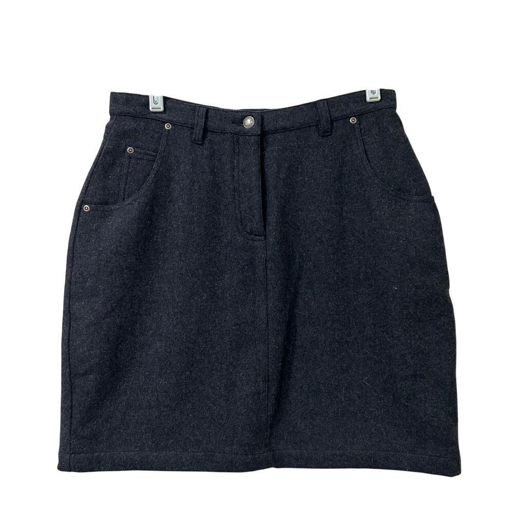 Woolrich Vintage Womens Size 6/8 Charcoal Gray Wool Mini Skirt Academia Preppy